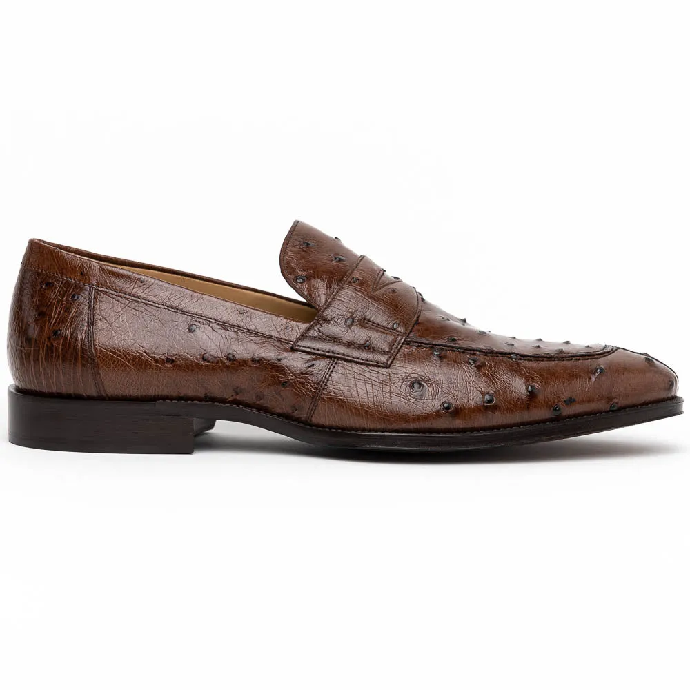 13-500-BRN ROMA Ostrich Quill Penny Loafer, Brown