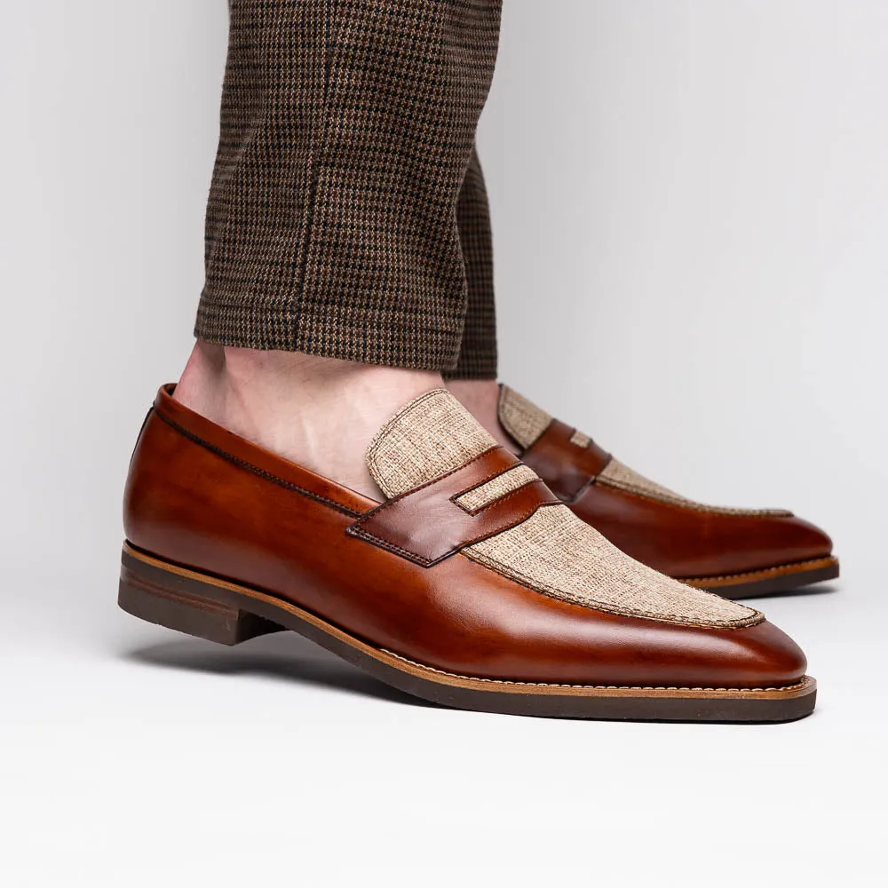 15-733-CGN Lago Italian Calfskin Slip On Loafer Cognac