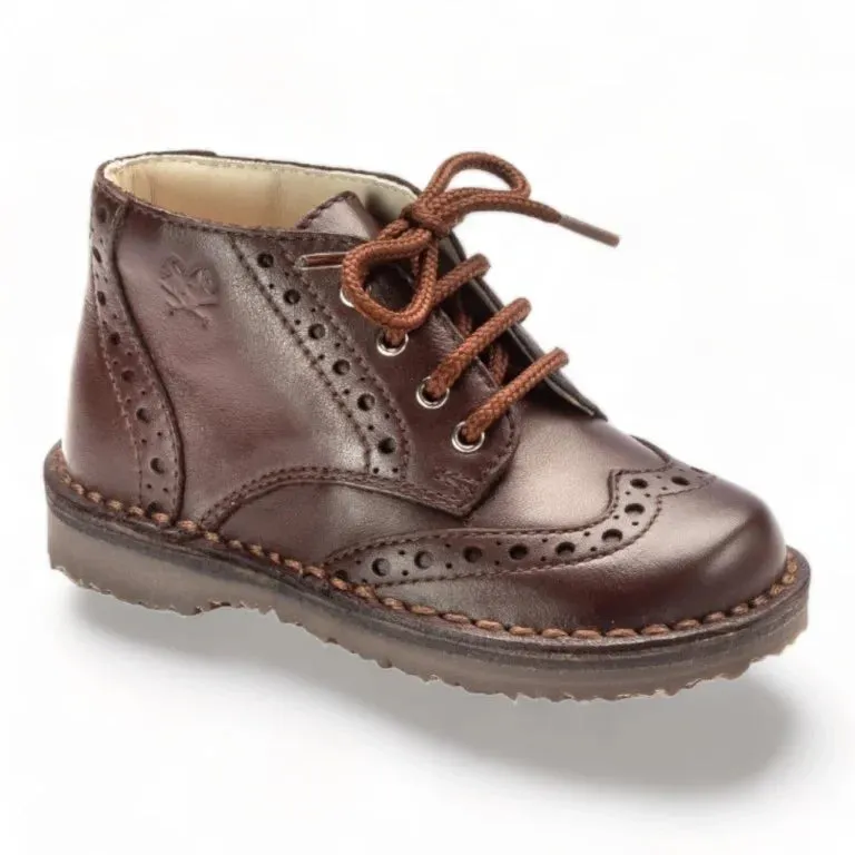 531 - Brown Soft Leather Lace for Toddler/Boy/Girl by London Kids