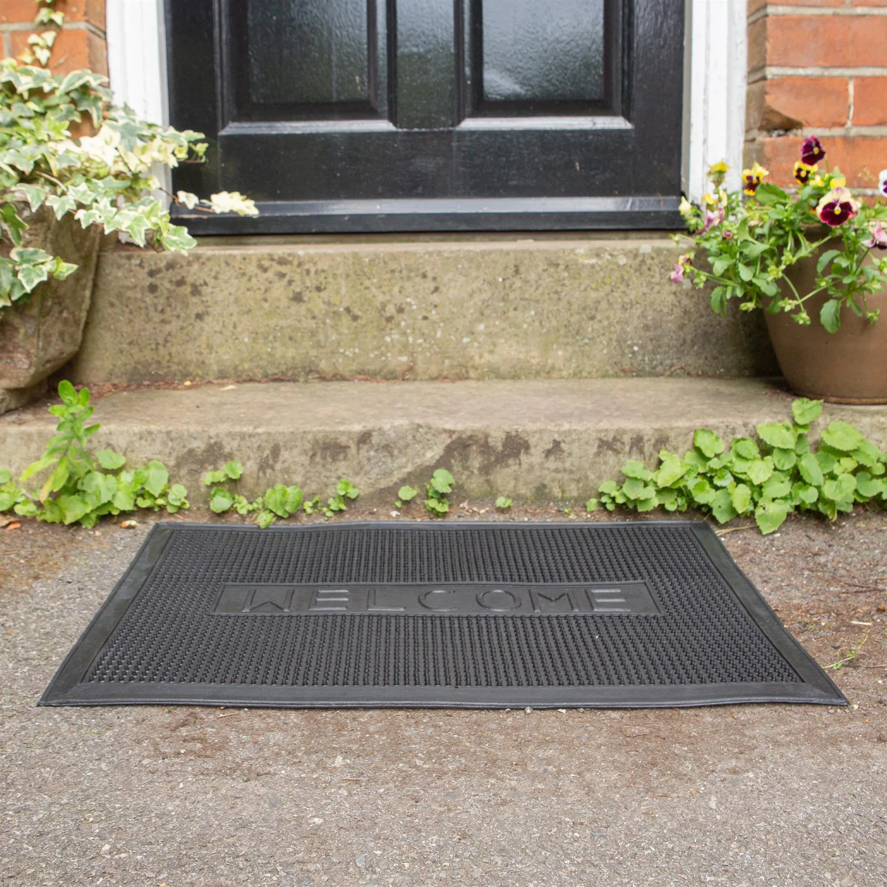 60cm x 40cm Welcome Heavy Duty Rubber Door Mat - By Nicola Spring