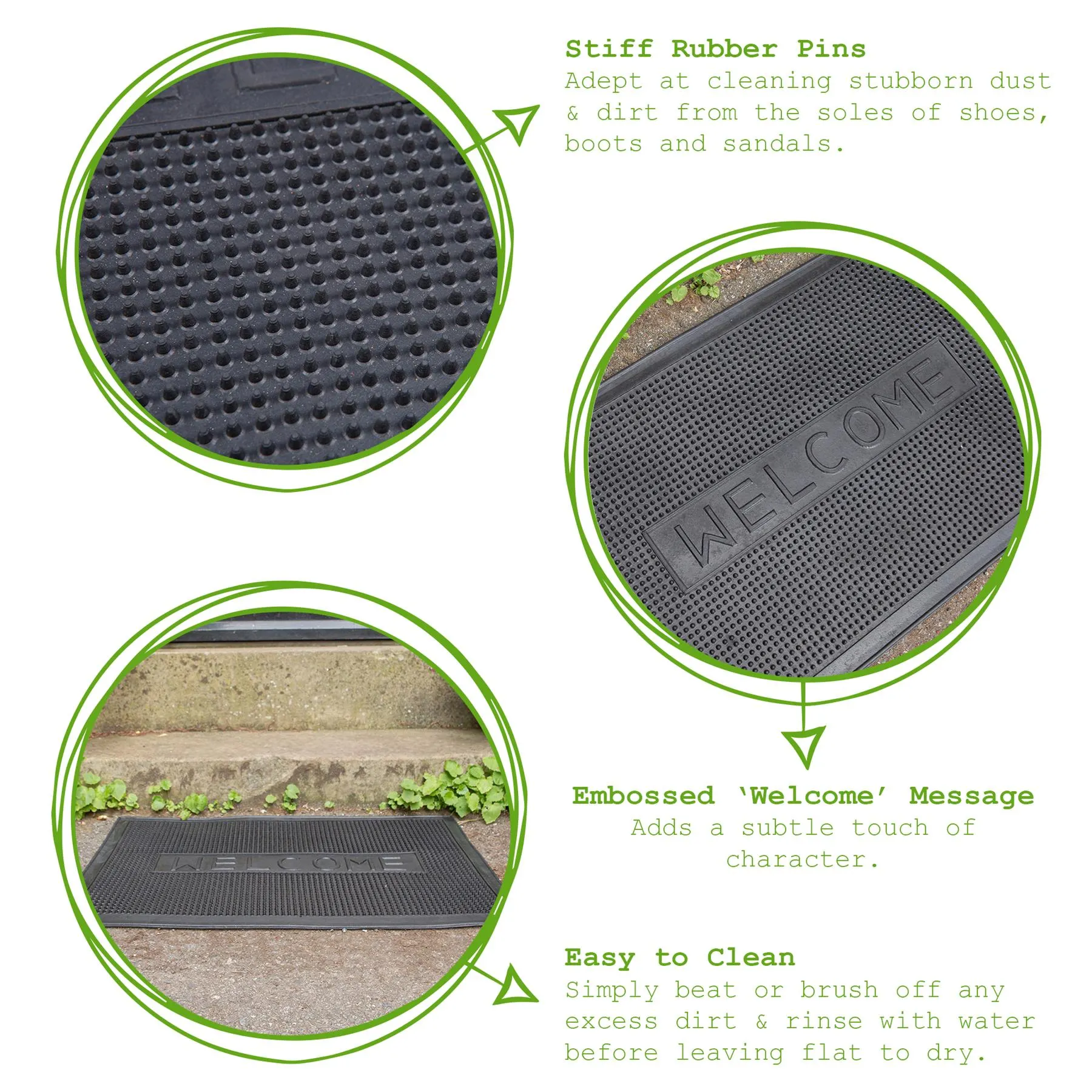 60cm x 40cm Welcome Heavy Duty Rubber Door Mat - By Nicola Spring