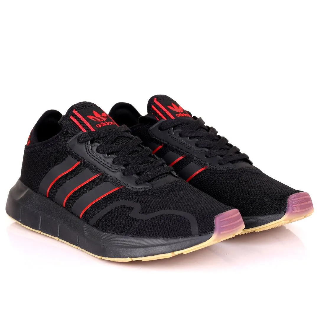 AD  Exquisite Black With Red Striped Designed Running Sneakers