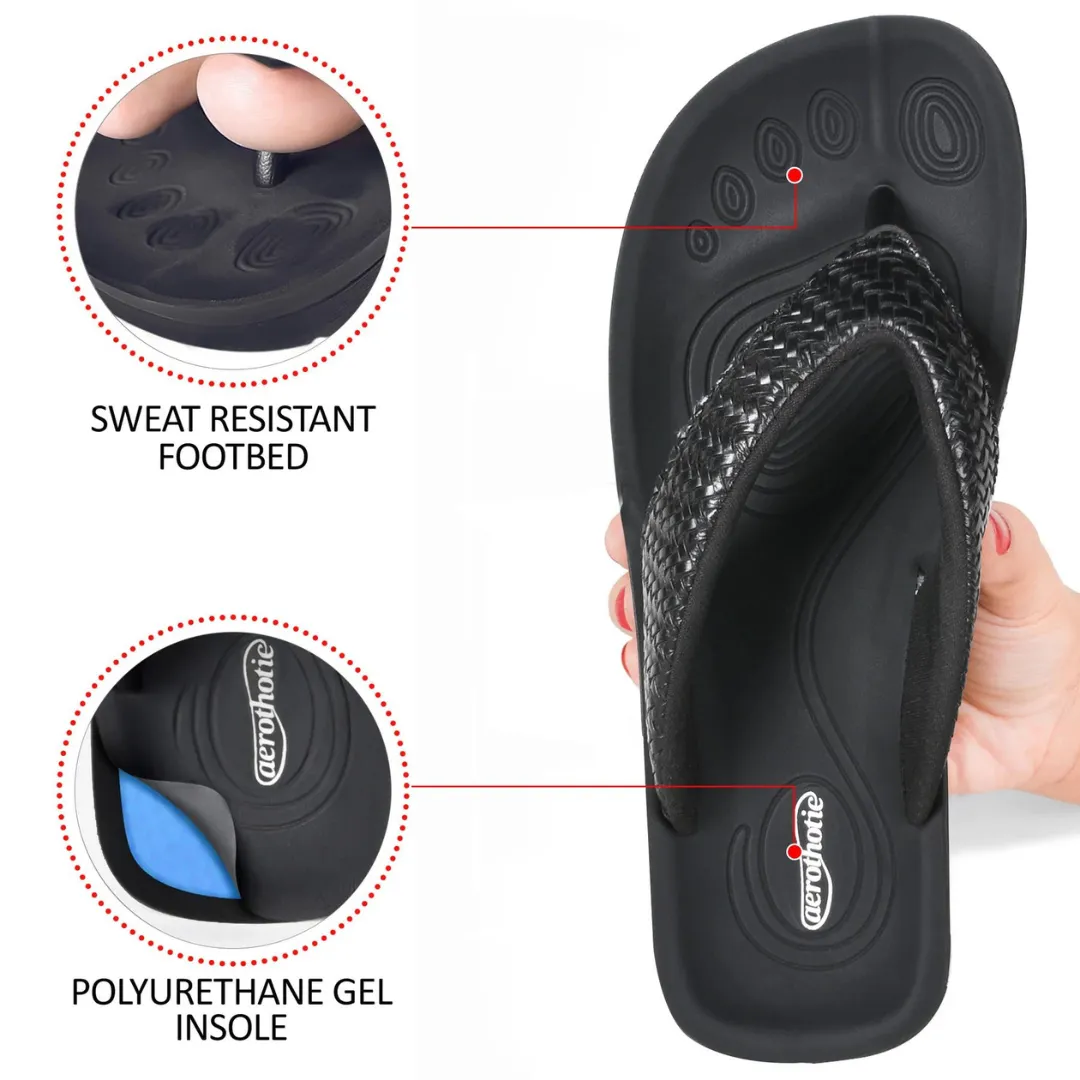 Aerothotic Dune Arch Support Flip Flops - Black