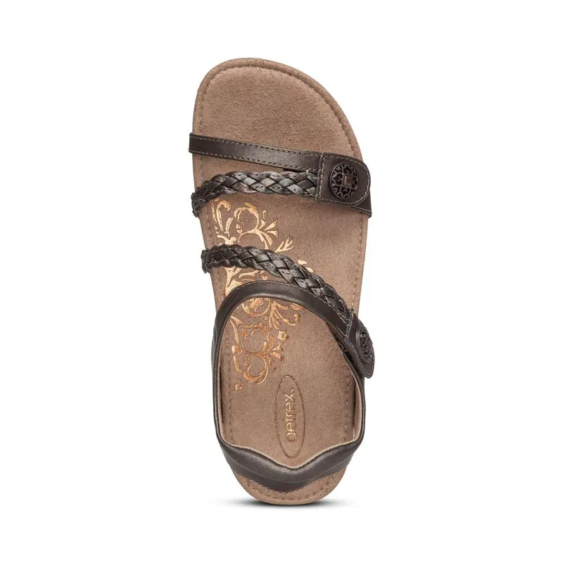 Aetrex Jillian Braided Quarter Strap Sandal Women's