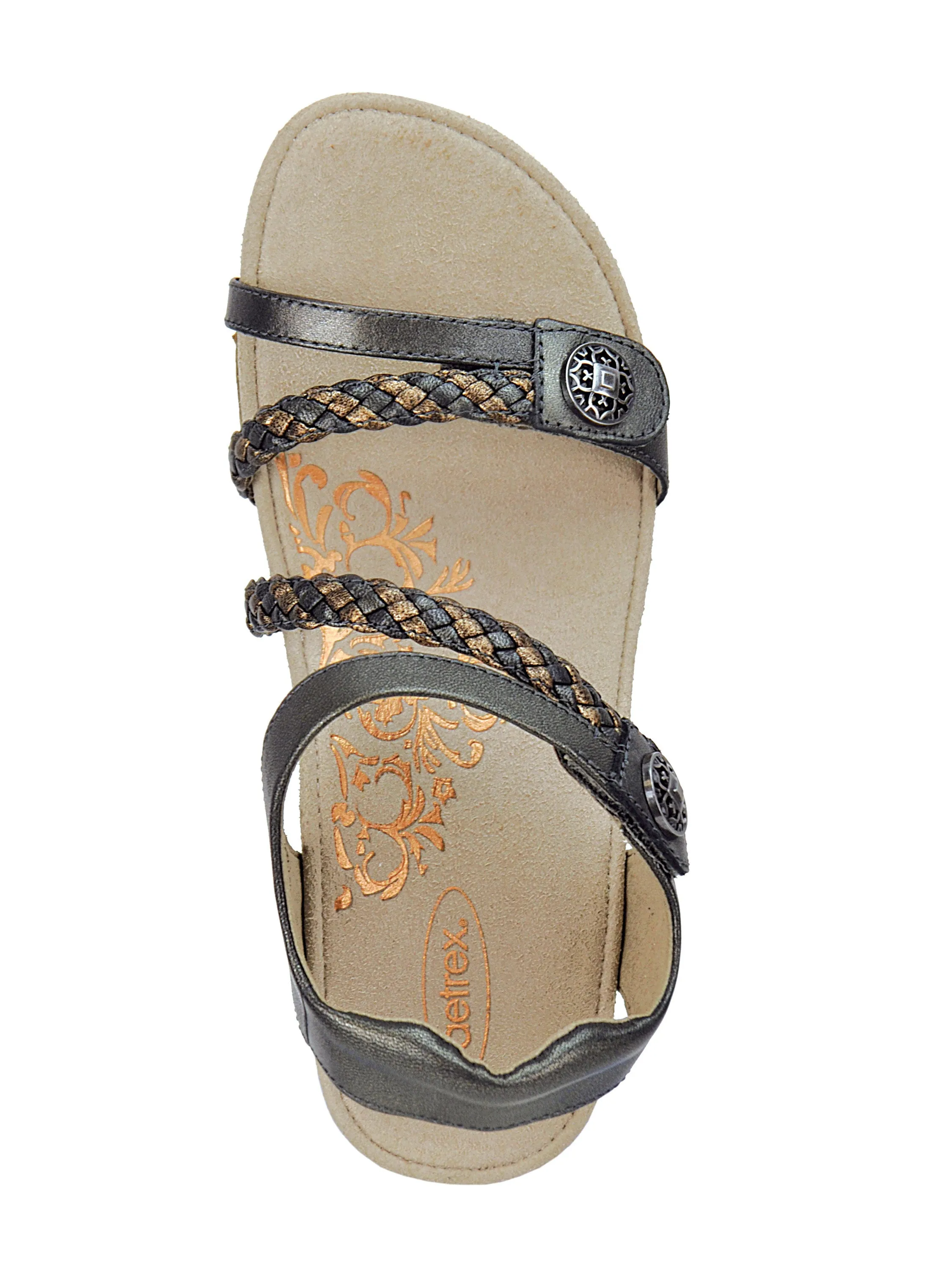 Aetrex Jillian Braided Quarter Strap Sandal Women's