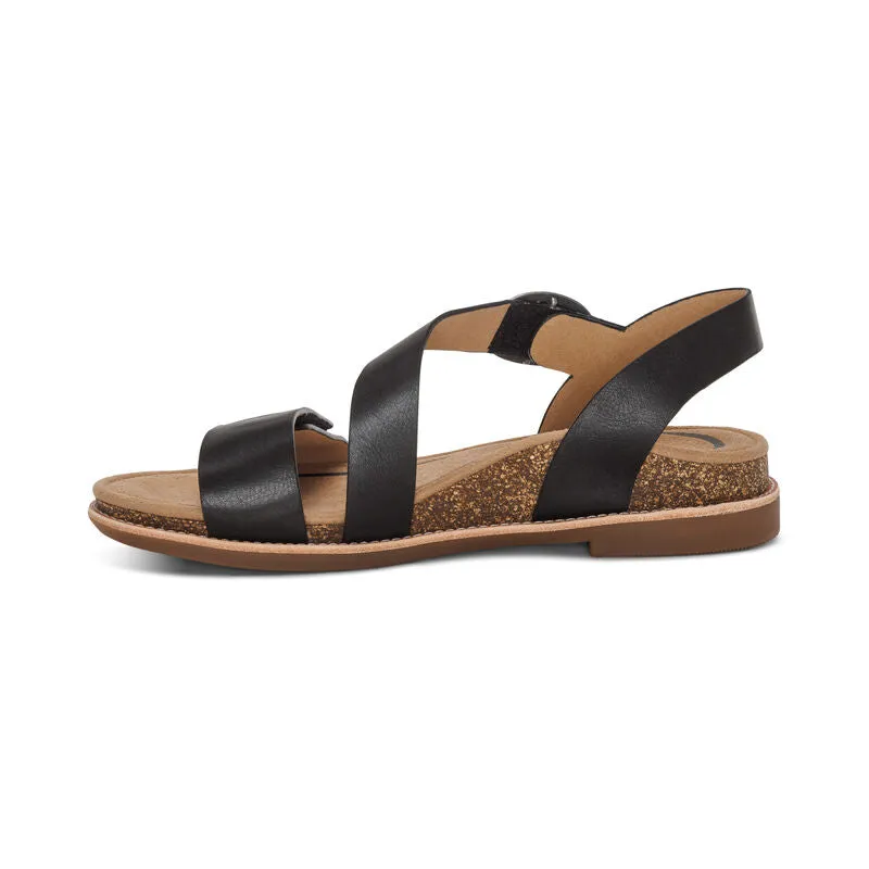 Aetrex Women's Tamara Asymmetrical Quarter Strap Sandal - Black FC100