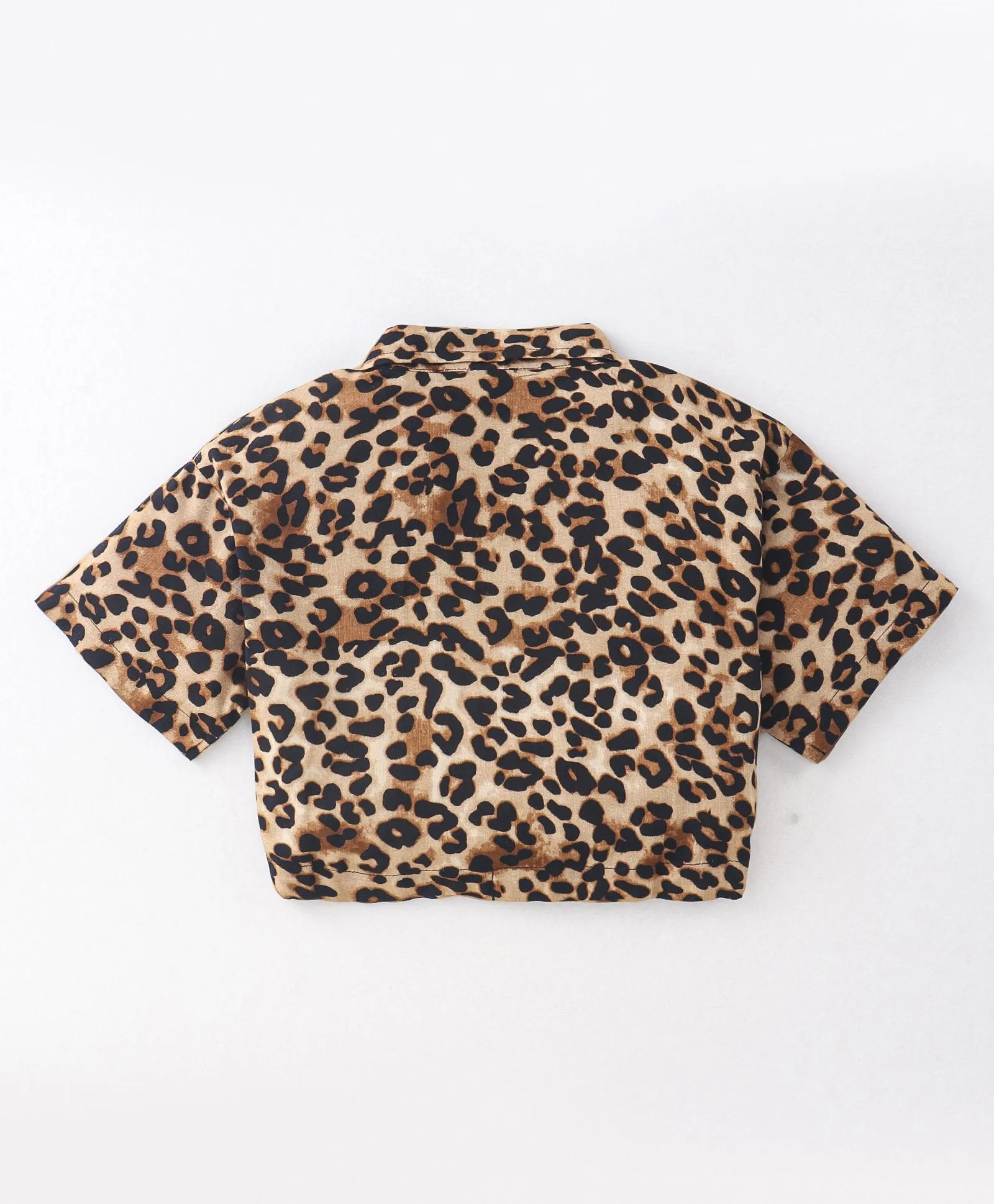 Animal Print Crop Shirt Palazzo Set