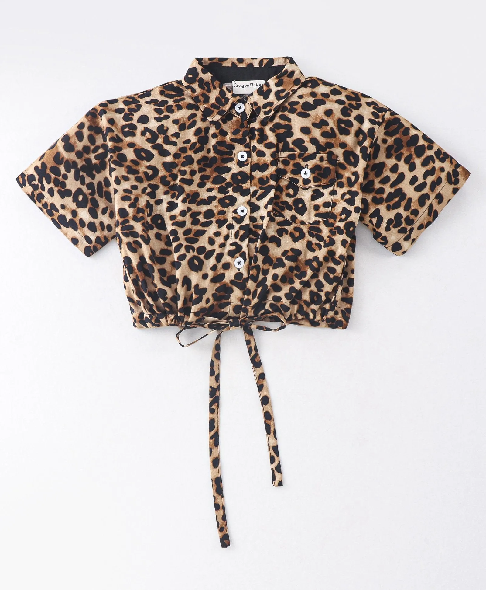 Animal Print Crop Shirt Palazzo Set