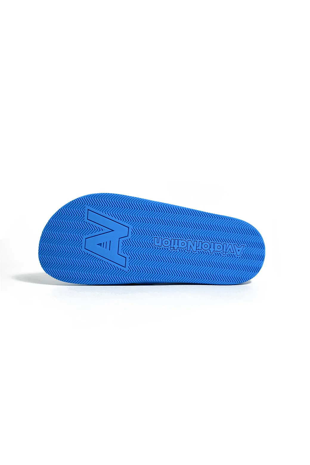 AVIATOR NATION LOGO RAINBOW 4  STRIPE SLIDES - OCEAN BLUE