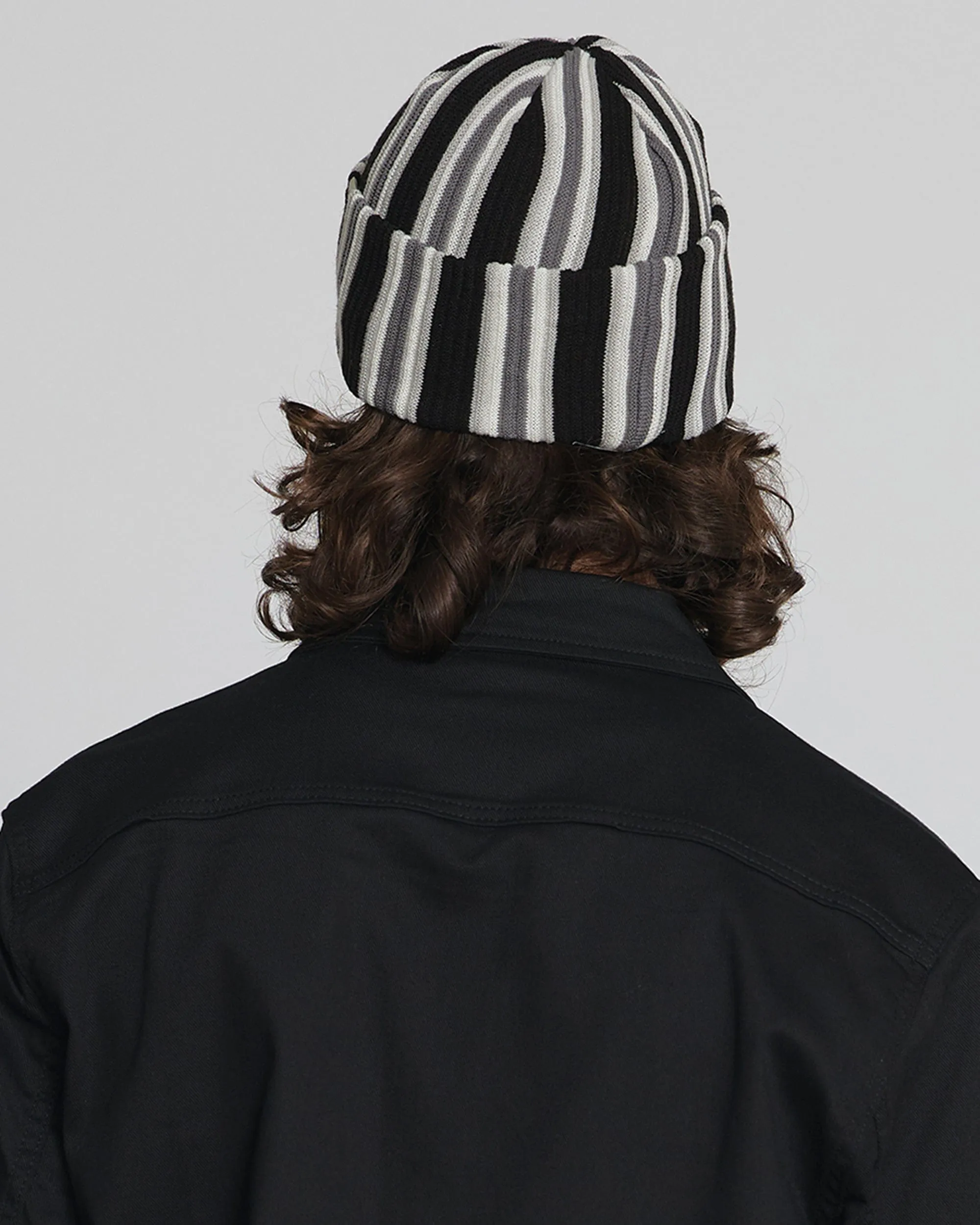 BEANIE / VERTICAL STRIPE / BLACK