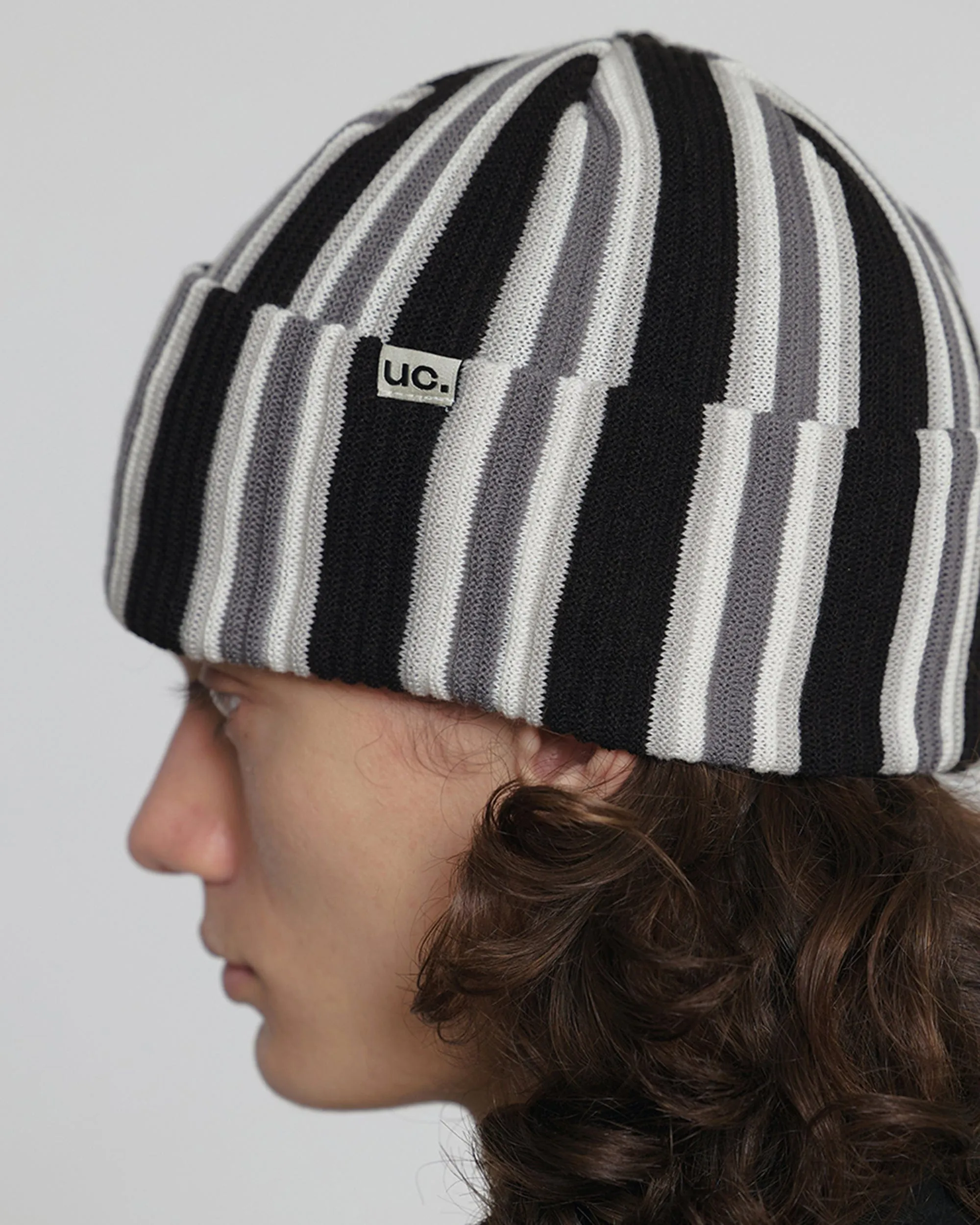 BEANIE / VERTICAL STRIPE / BLACK