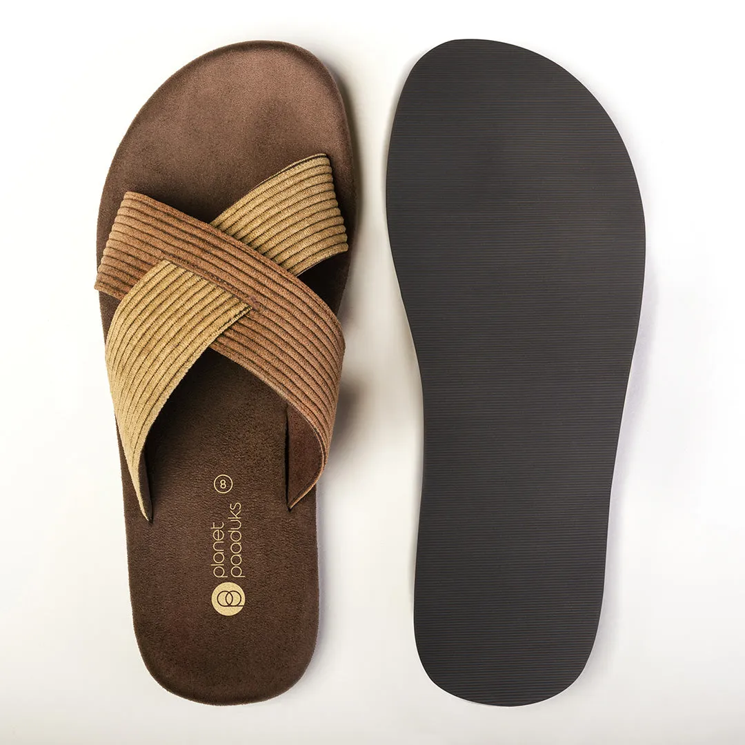 Ben Luxe - Crossover Corduroy Brown Slides Thrift Edit