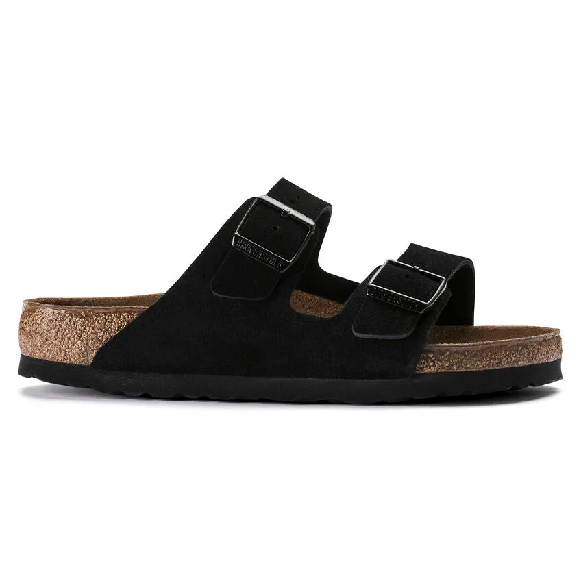 Birkenstock Women's Arizona Soft Footbed Suede Leather (Black - Regular fit)