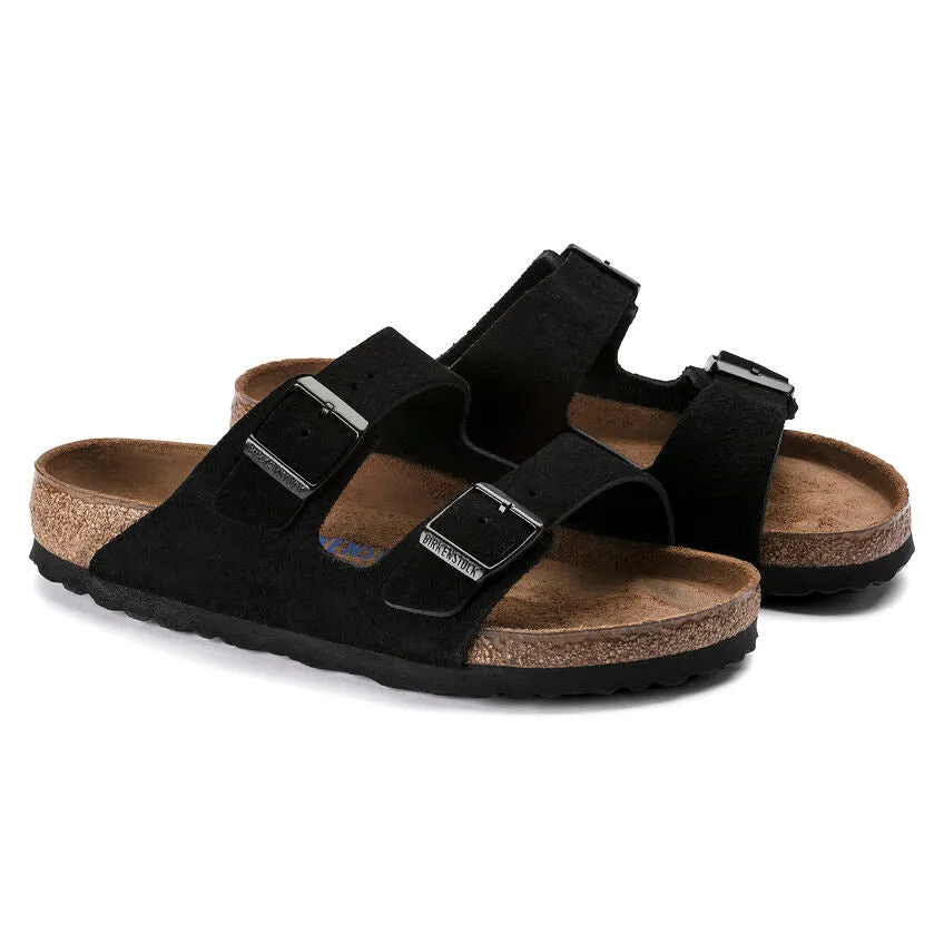 Birkenstock Women's Arizona Soft Footbed Suede Leather (Black - Regular fit)