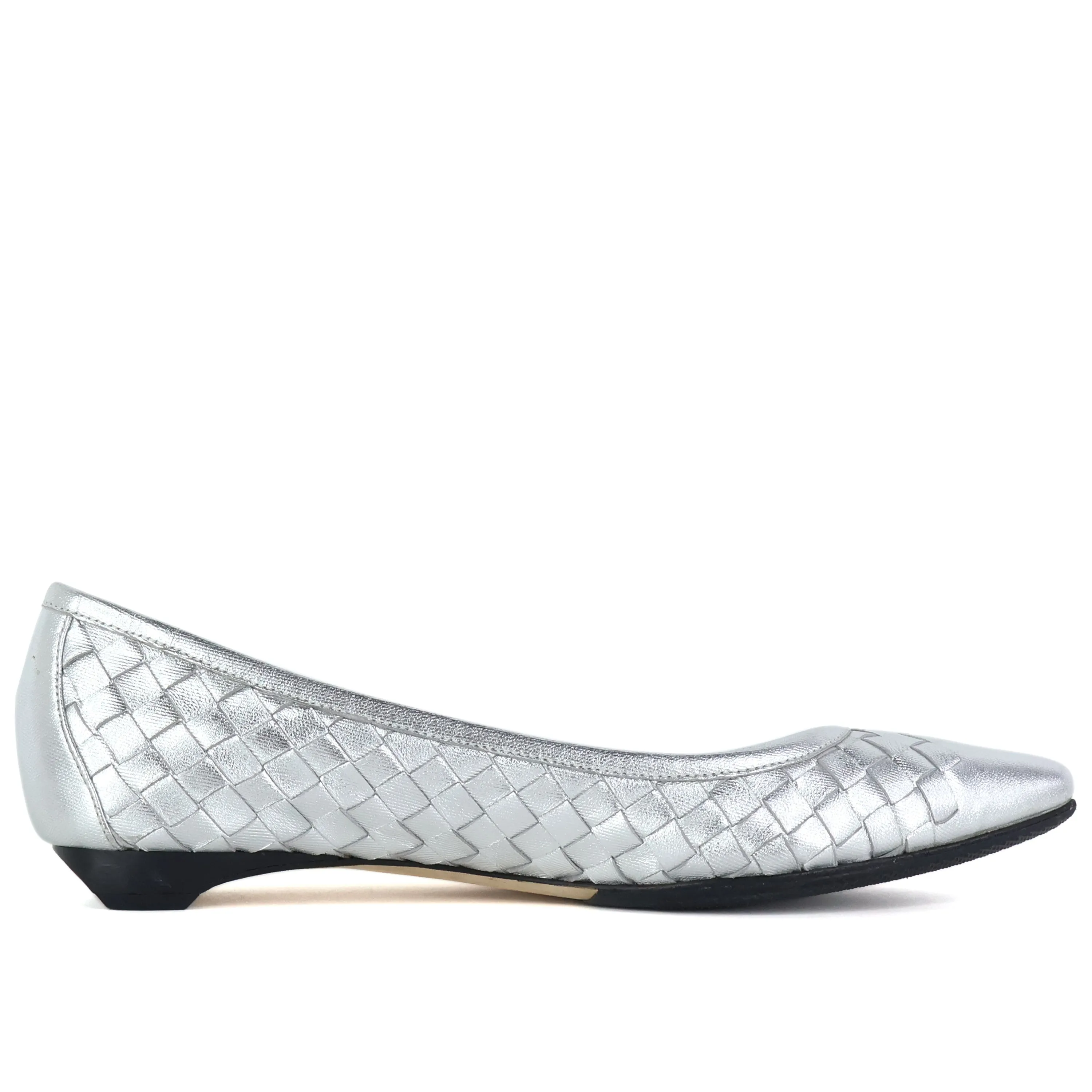 Bottega Veneta Flats Metallic Silver Intrecciato