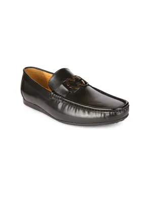 Bracket Buckled Black Loafers