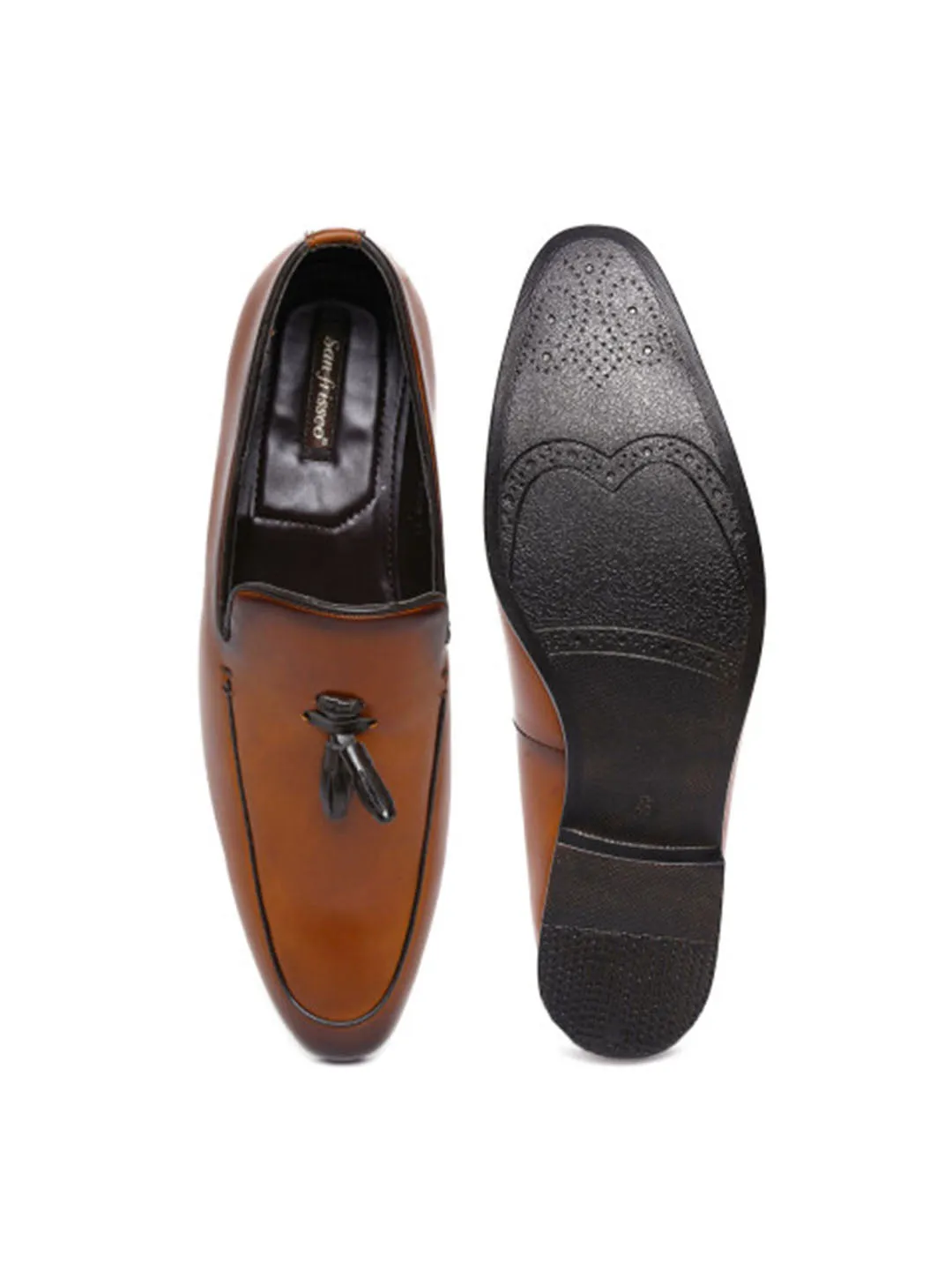 Cognac Contrast Tassel  Loafers