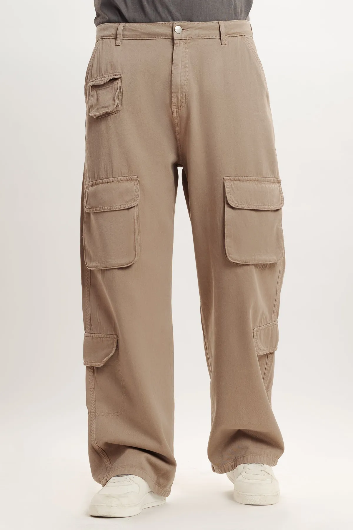 Coral Brown Utility Men's Cargo Jeans