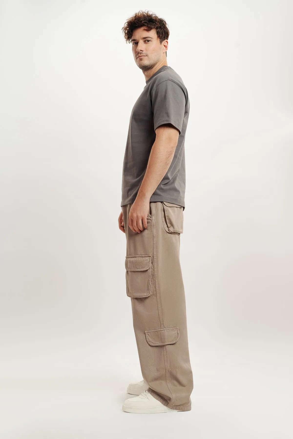 Coral Brown Utility Men's Cargo Jeans