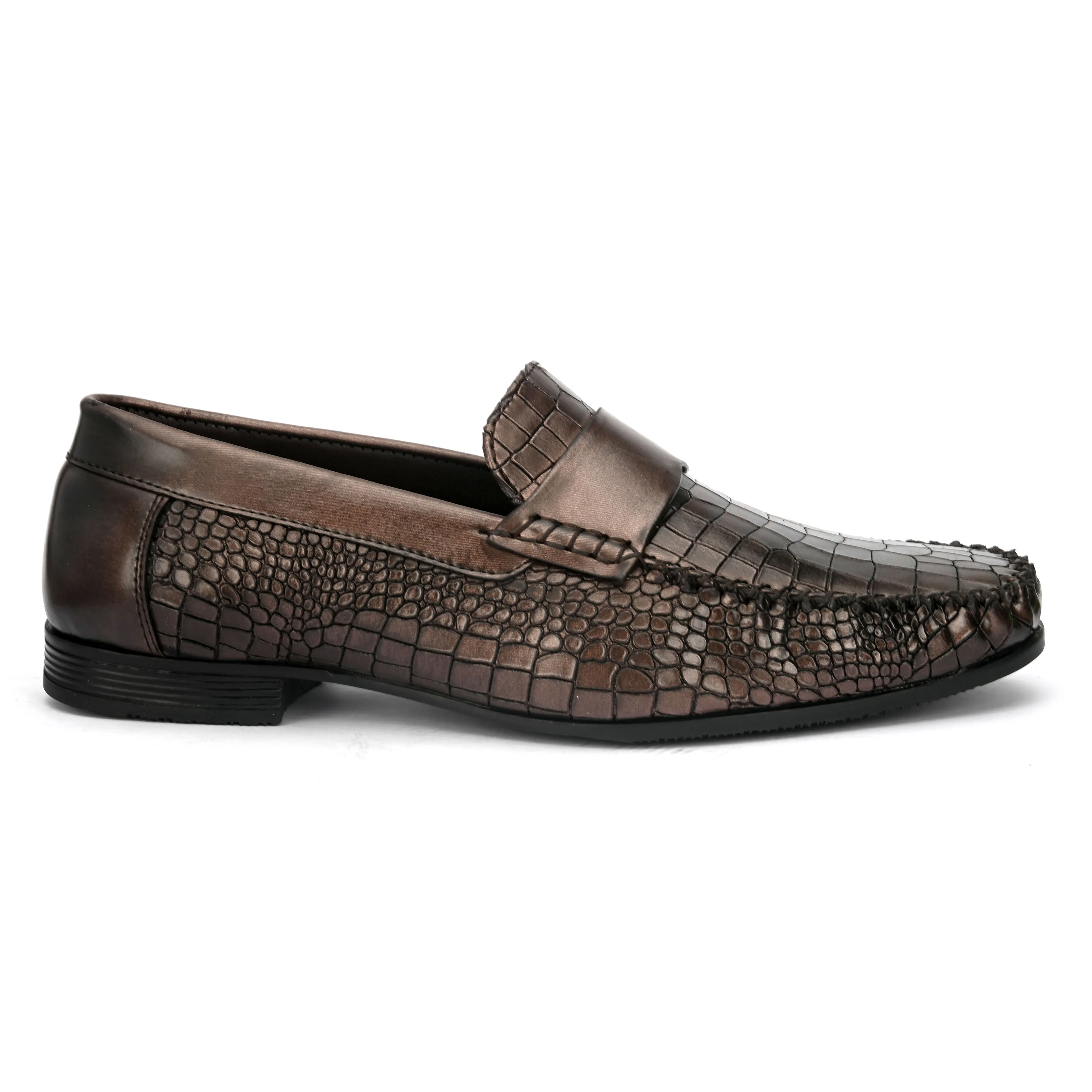 Dulcia Men's Copper Textured Driving Loafers