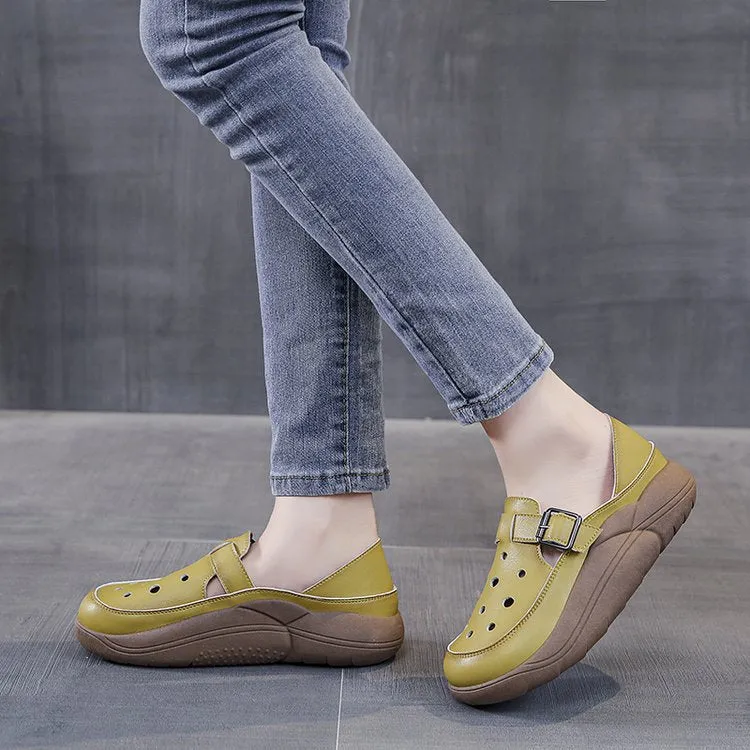 elveswallet Retro Thick Sole Flat Croc Garden Shoes