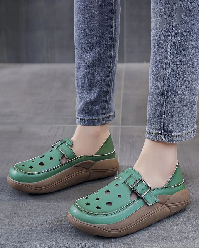 elveswallet Retro Thick Sole Flat Croc Garden Shoes