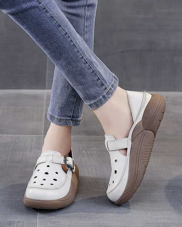 elveswallet Retro Thick Sole Flat Croc Garden Shoes