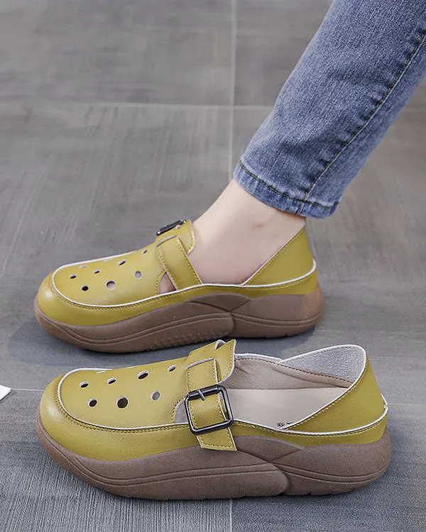 elveswallet Retro Thick Sole Flat Croc Garden Shoes