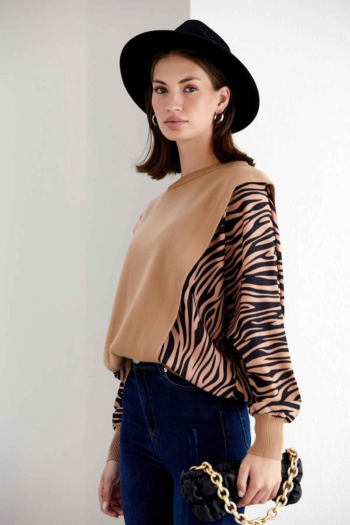 Exotic Safari Oversized Bat Sleeve Sweater