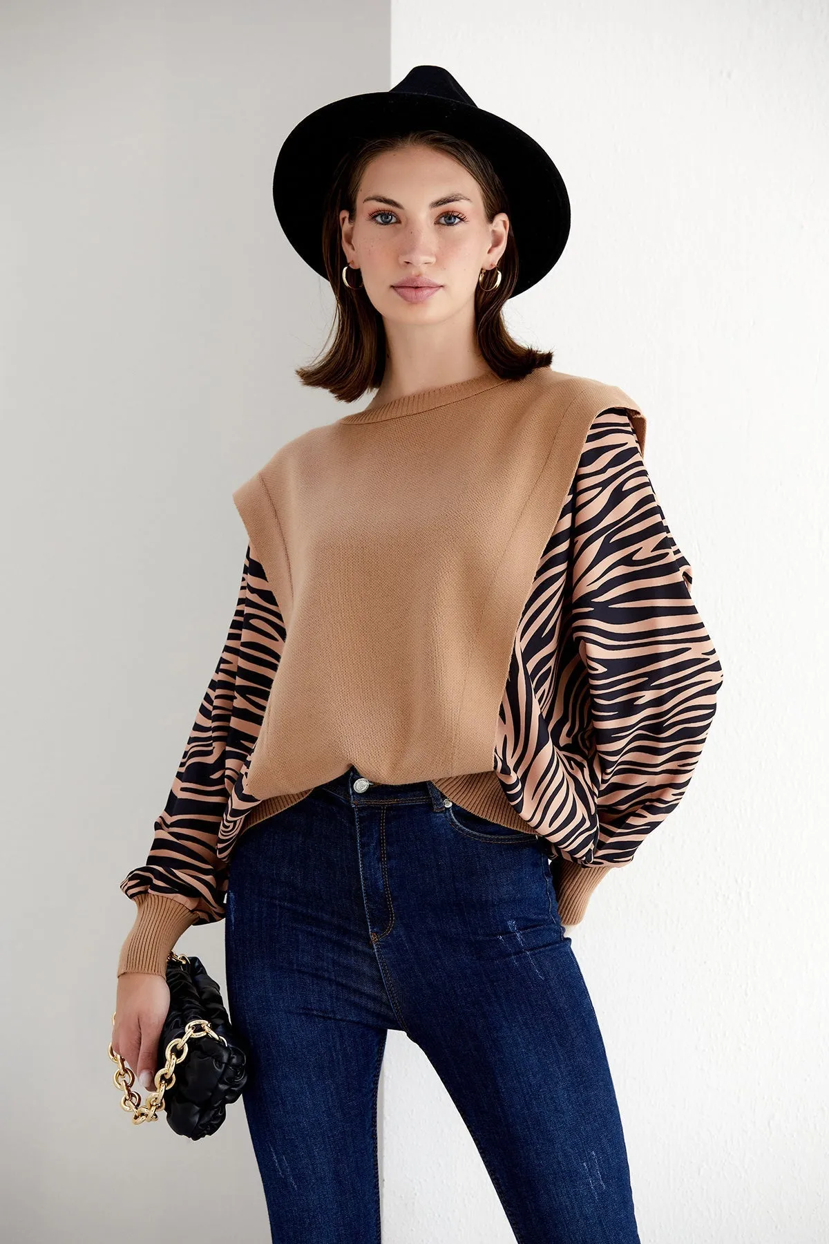 Exotic Safari Oversized Bat Sleeve Sweater