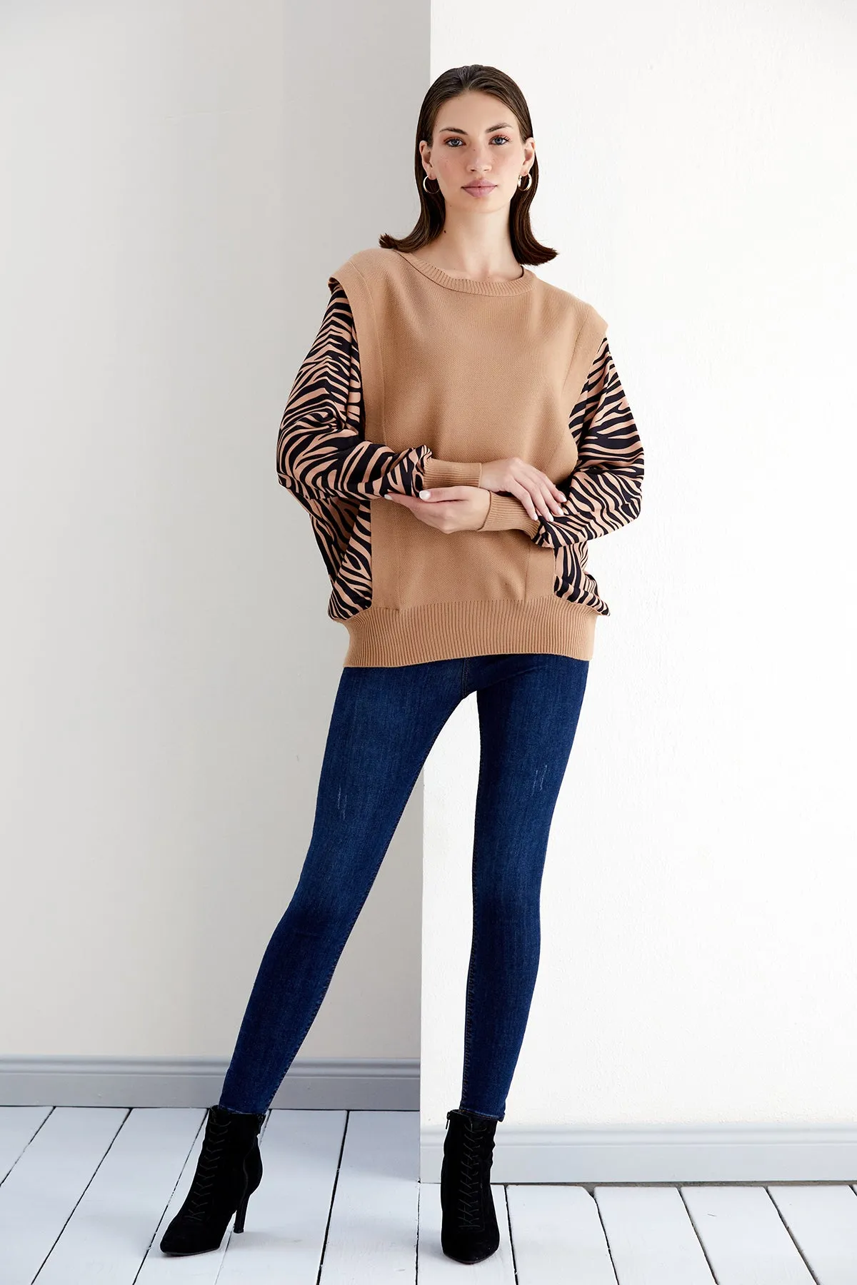 Exotic Safari Oversized Bat Sleeve Sweater