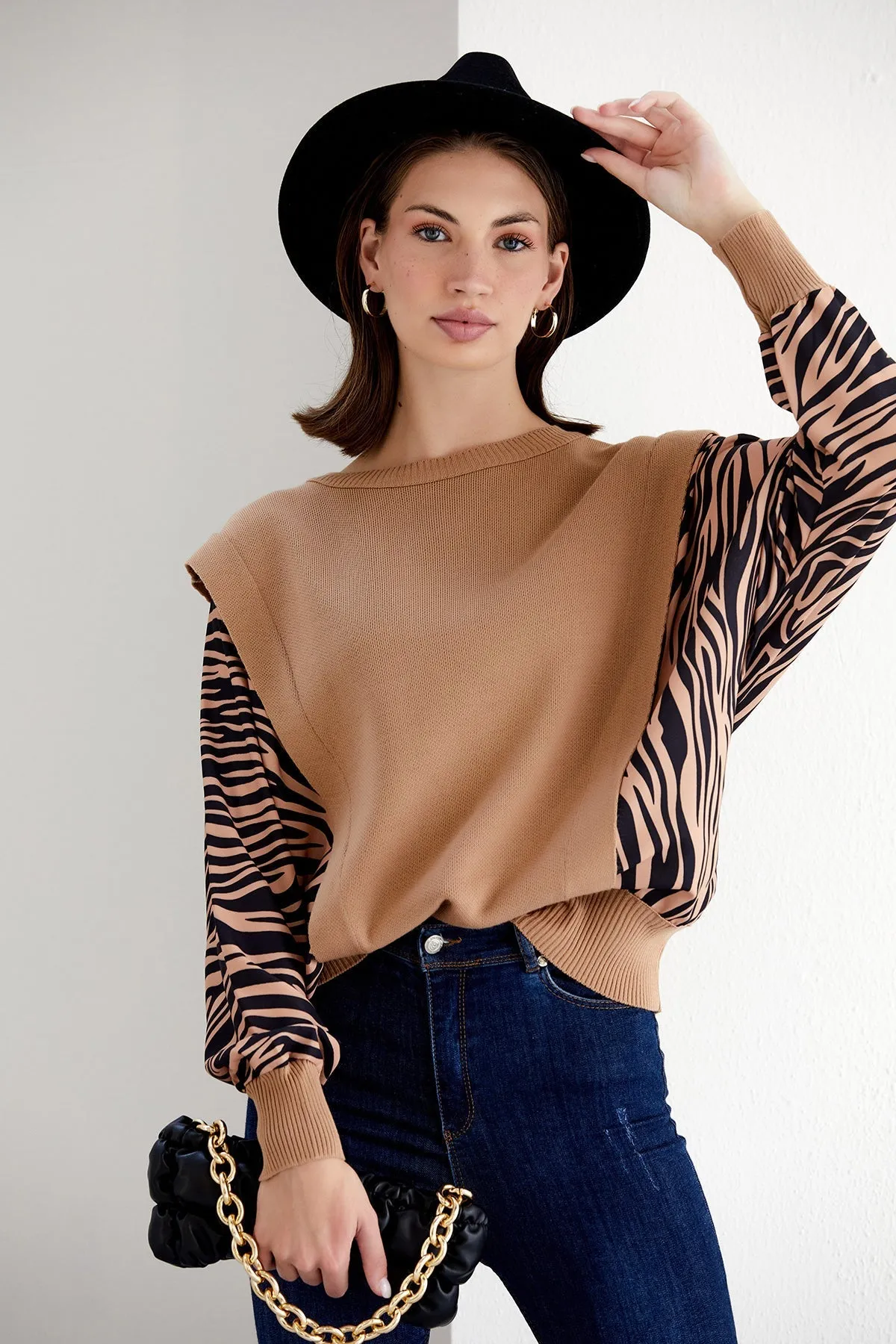 Exotic Safari Oversized Bat Sleeve Sweater