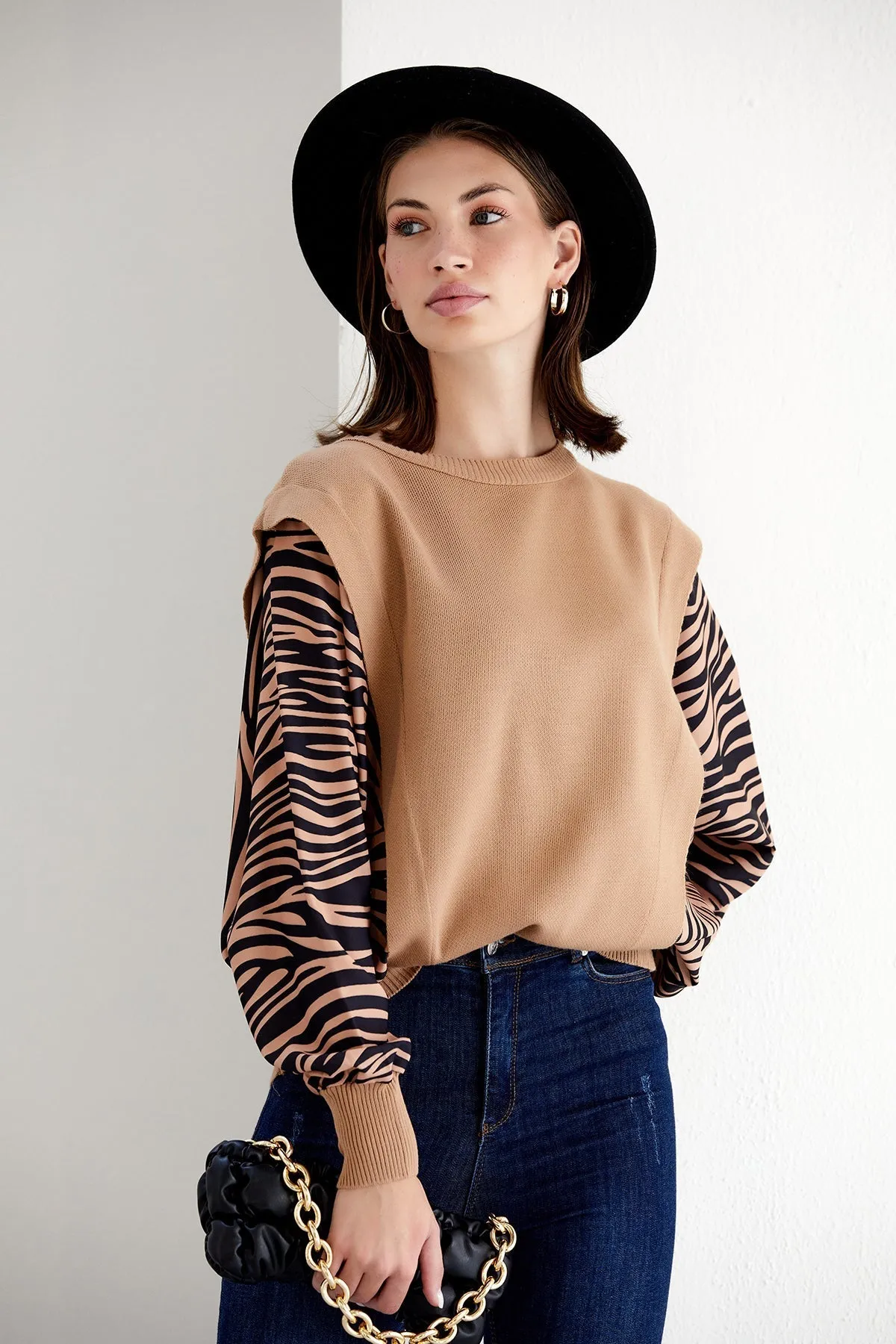 Exotic Safari Oversized Bat Sleeve Sweater