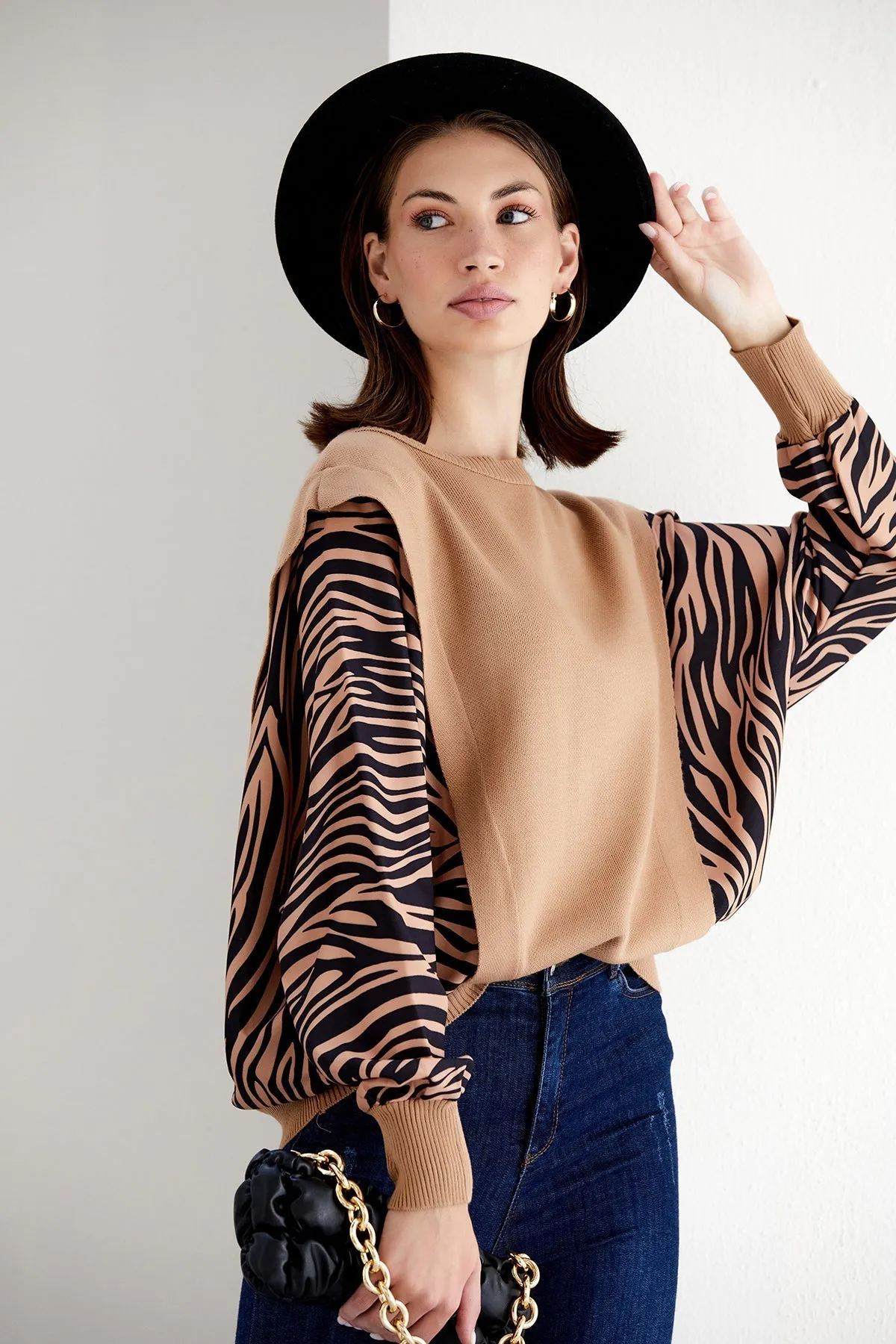 Exotic Safari Oversized Bat Sleeve Sweater