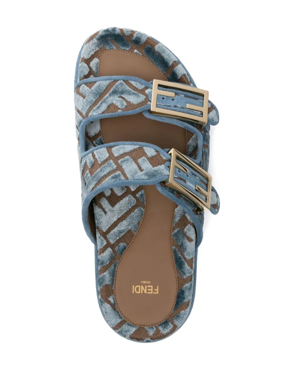 FENDI FF Jacquard Velvet Slide Sandals - 5 cm Sole