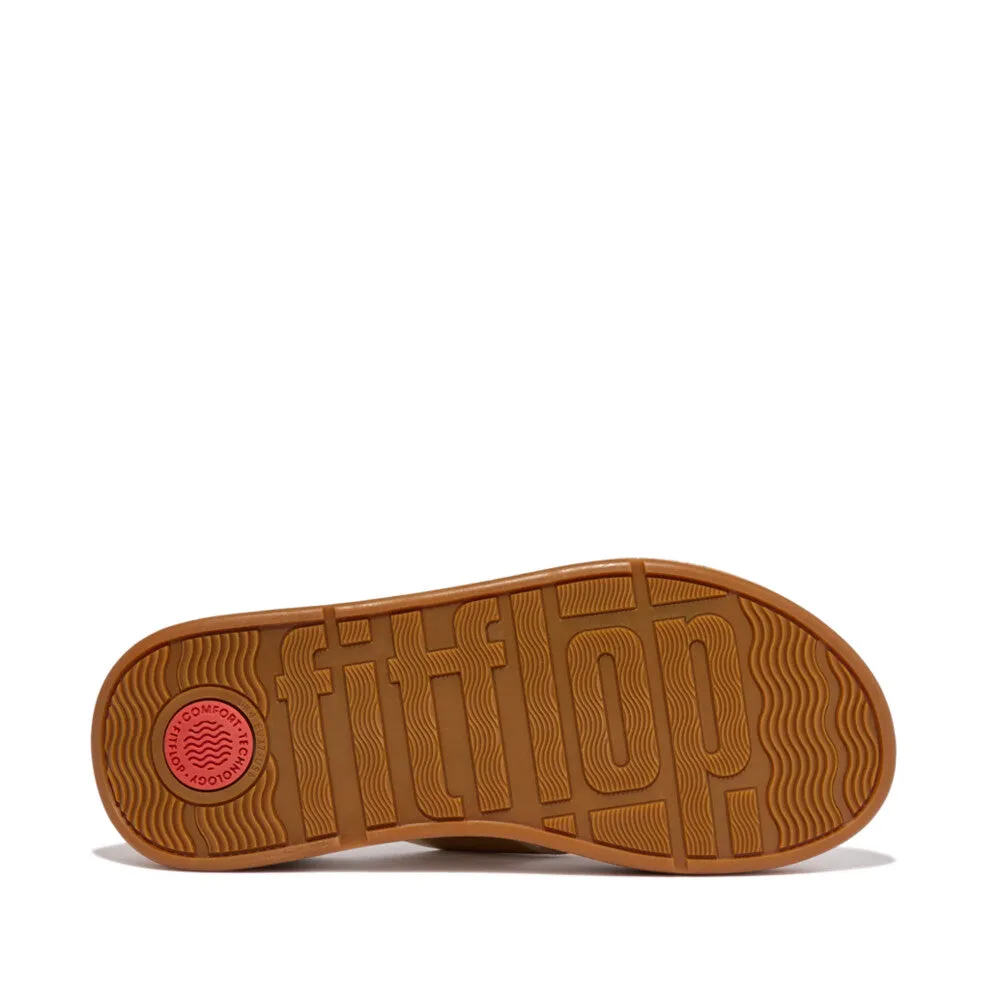 FitFlop F-mode Leather/Cork Flatform Platino Toe Post Silver