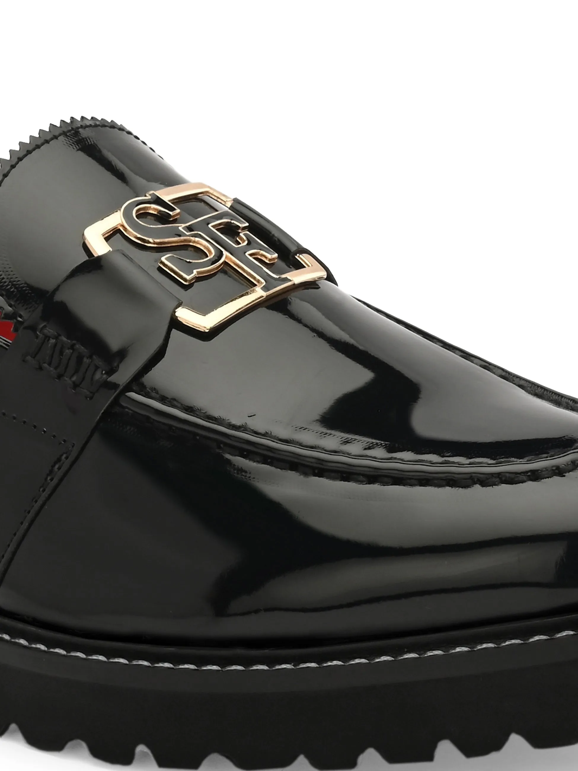 Flambe Black Chunky Loafers