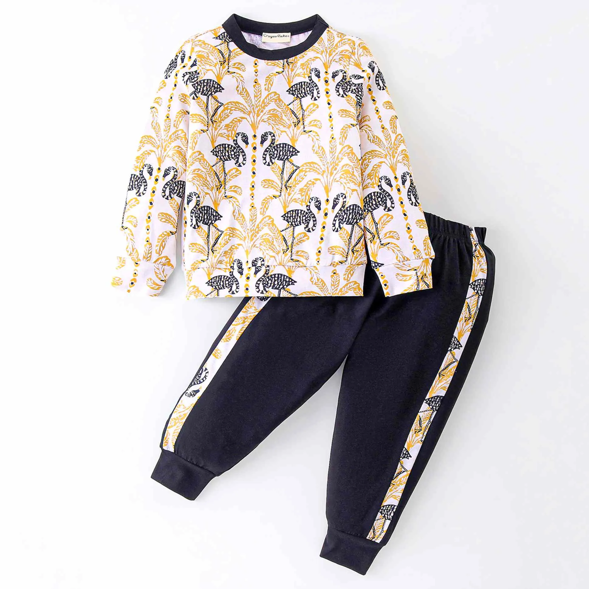 Flamingo Printed Top with Coordinating Joggers Set