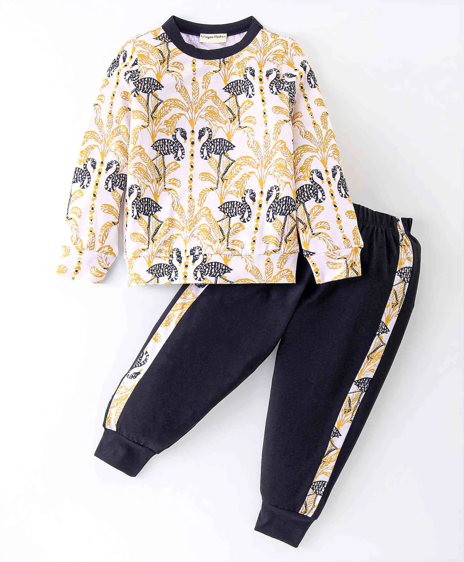 Flamingo Printed Top with Coordinating Joggers Set