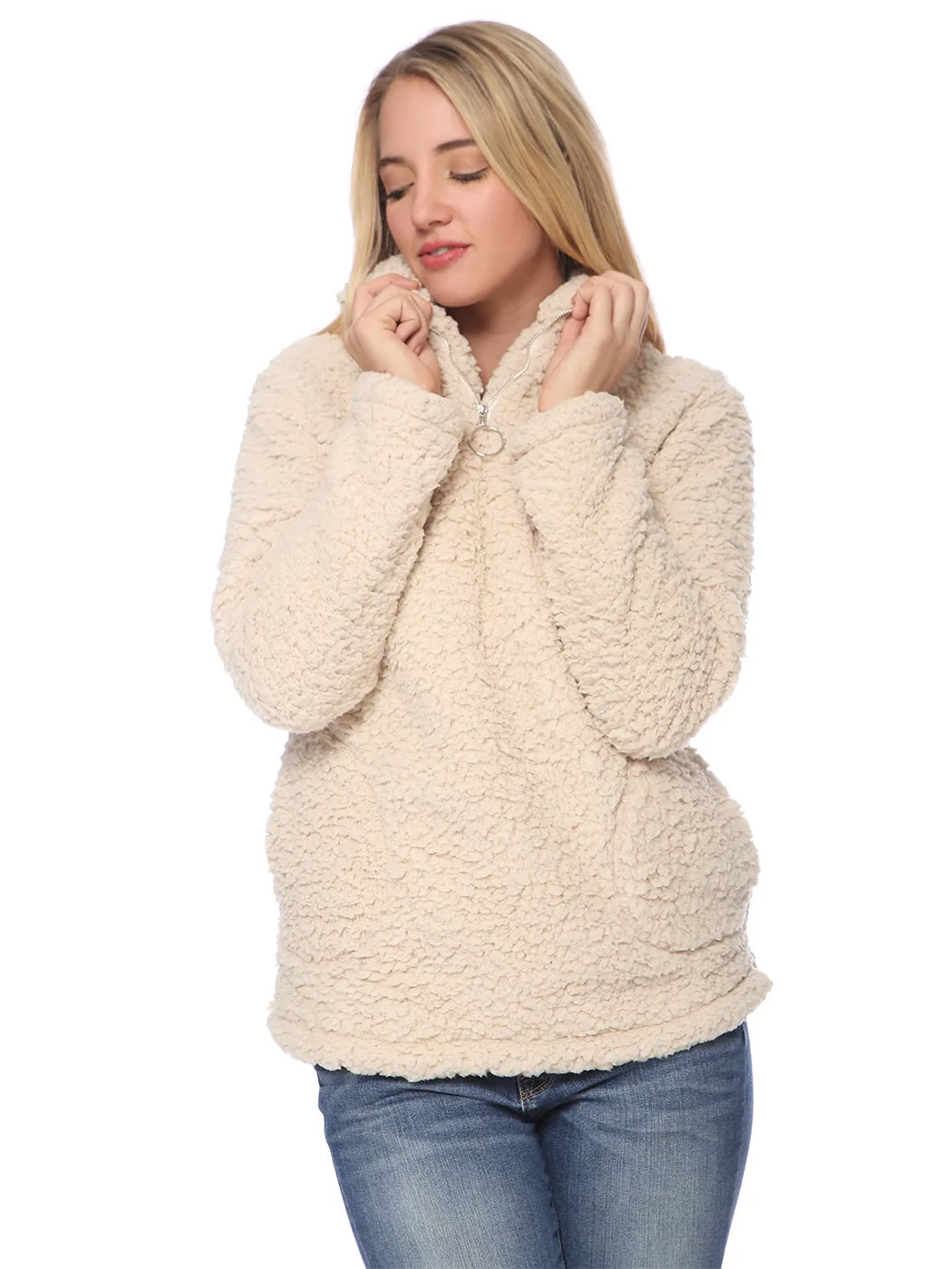 Fuzzy Teddy Sherpa Pullover Sweater