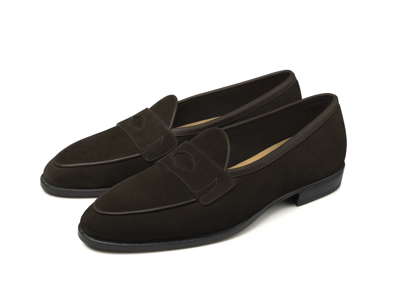 Grand Fenelon Penny Loafers in Dark Brown Noble Suede