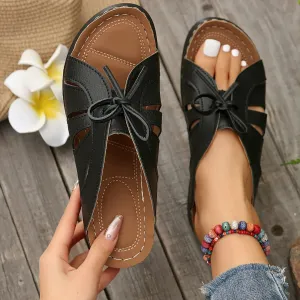 Ivyshape | Comfy Sandals With Bow Tie