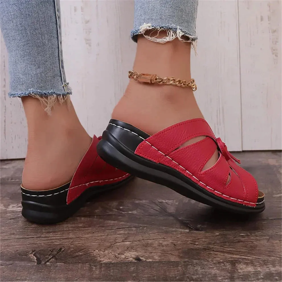 Ivyshape | Comfy Sandals With Bow Tie