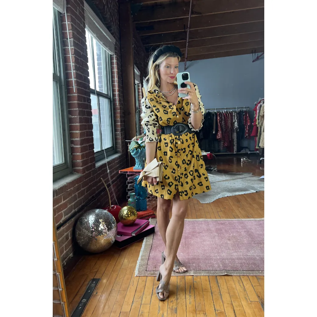 Long Sleeve Mod Dress - Cheetah