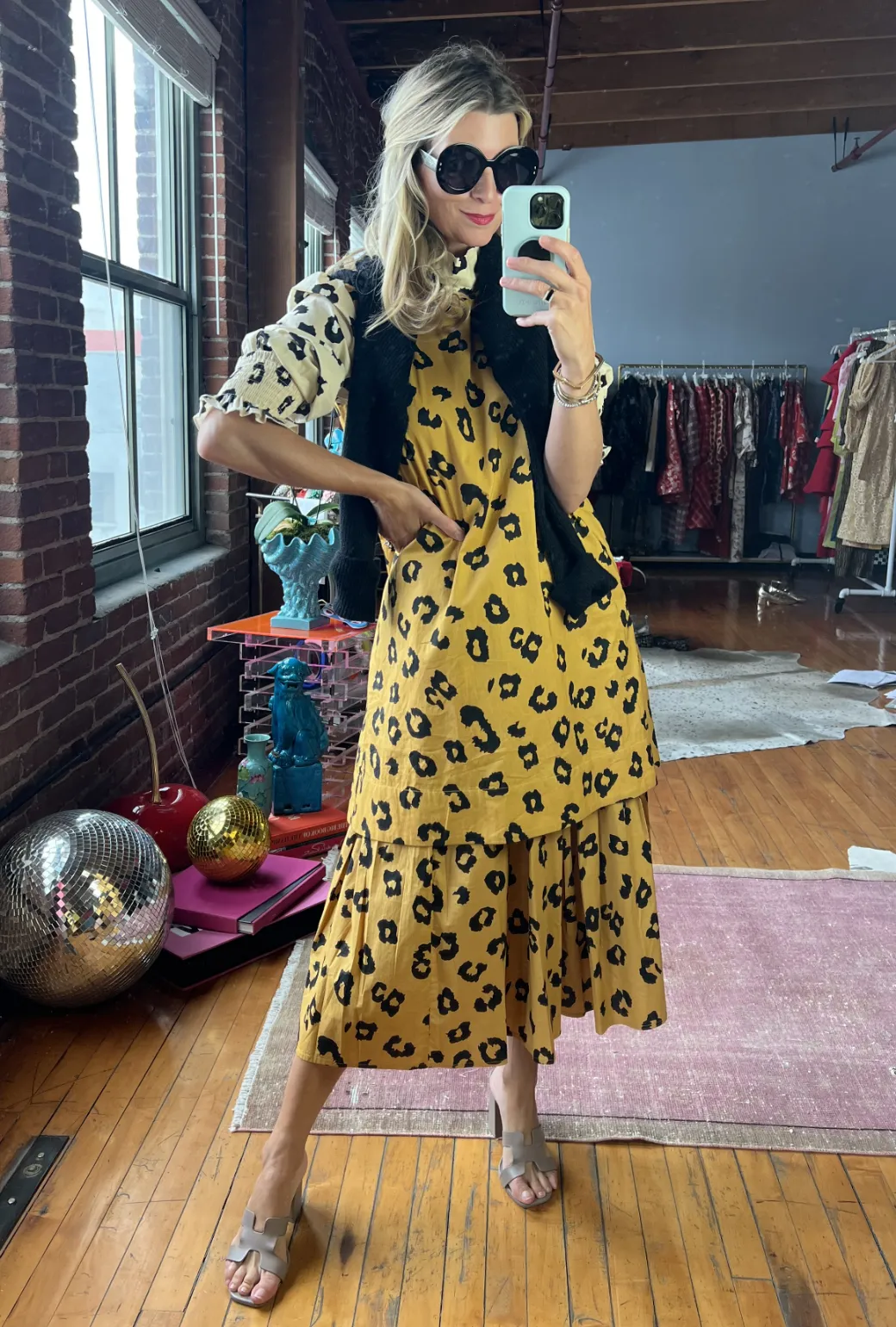 Long Sleeve Mod Dress - Cheetah