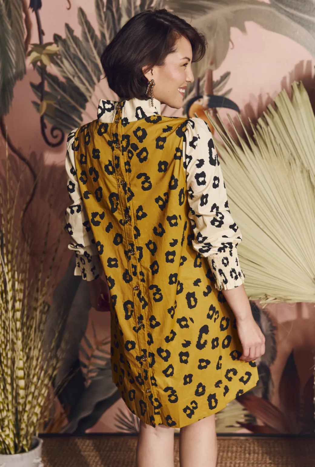 Long Sleeve Mod Dress - Cheetah