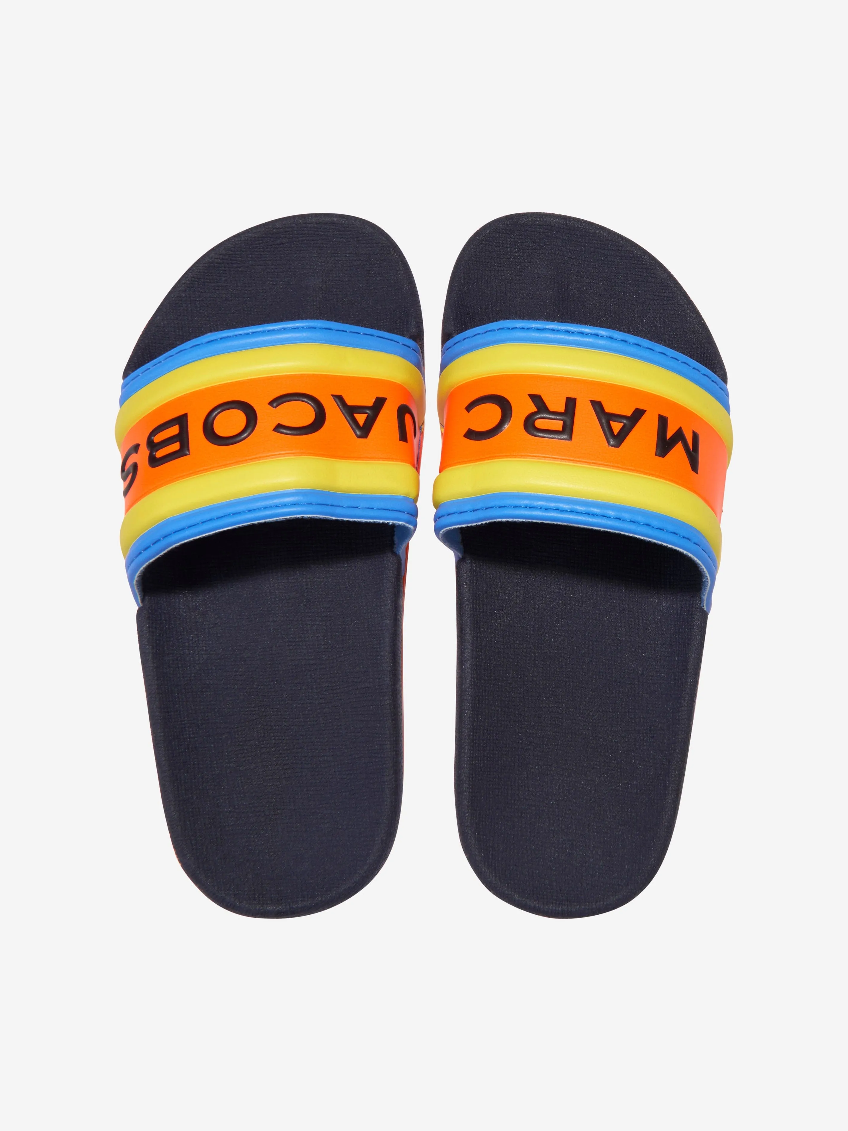 MARC JACOBS Boys Striped Logo Sliders in Navy