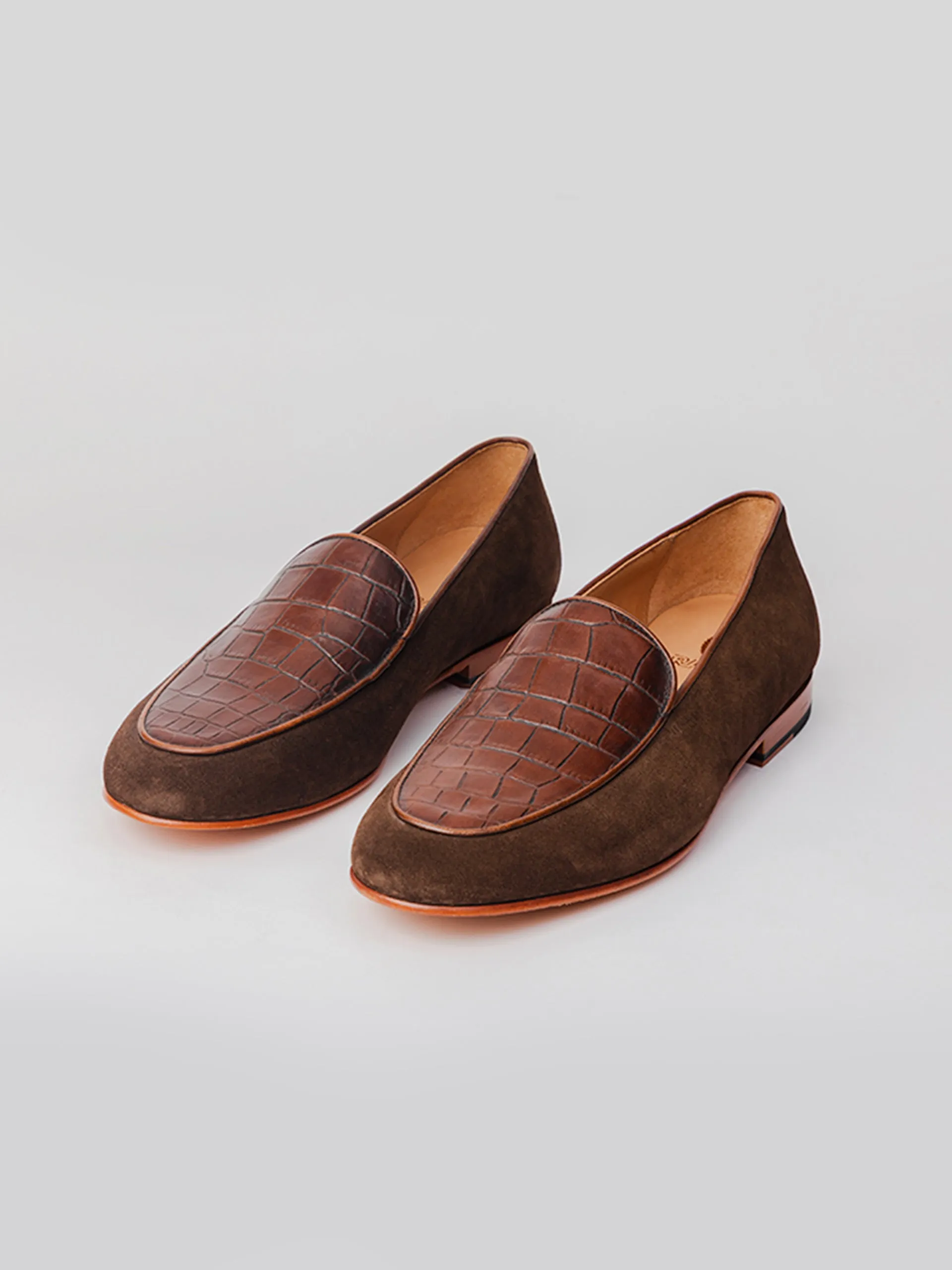 Marcel Embossed Loafer  Suede/ Brown