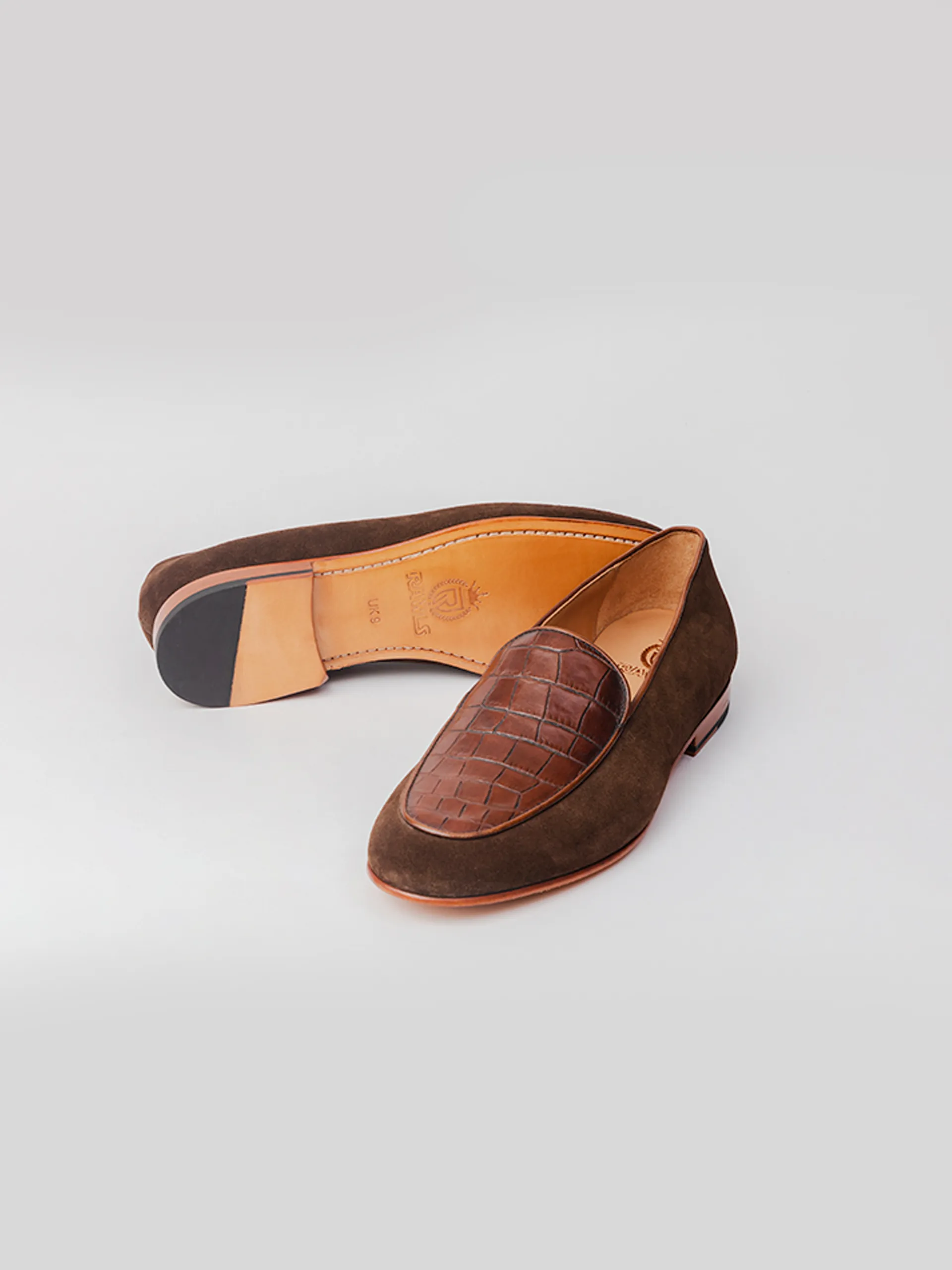 Marcel Embossed Loafer  Suede/ Brown