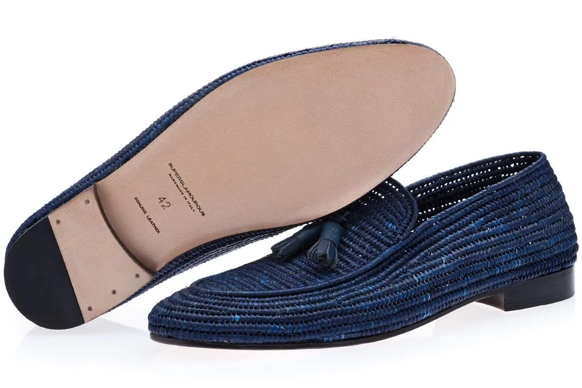 MELILLA RAFIA NAVY LOAFERS